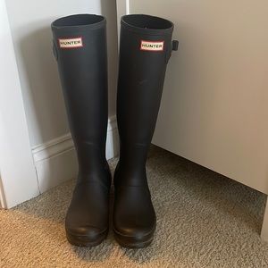 Tall Matte Black Hunter Rain Boots
